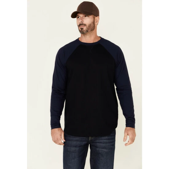 Hot Sale ๐ Cody James Men's FR Navy Blocked โพ Baseball Long Sleeve Work ๐ Shirt ๐
