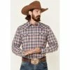 Best Pirce 🎁 Cody James Men's Liberty Bell Large Dobby Plaid Long Sleeve Snap Western 👕 Shirt - Tall Navy 😀