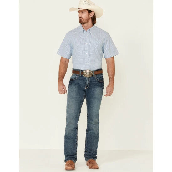 Brand new ๐ Cody James Core Men's Zion Dobby Stripe Short Sleeve Button-Down Western ๐ Shirt Blue ๐ - Image 2