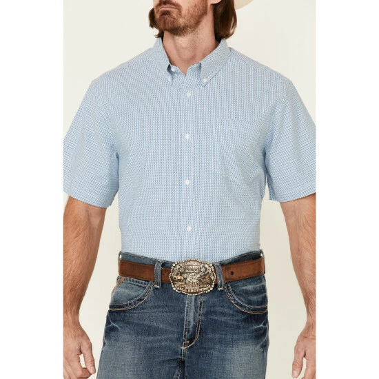 Brand new ๐ Cody James Core Men's Zion Dobby Stripe Short Sleeve Button-Down Western ๐ Shirt Blue ๐ - Image 3