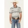 Promo 💯 Cody James Men's Chute Aztec Dobby Print Short Sleeve Snap Western 👚 Shirt - Big White 🎉