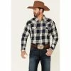 Flash Sale 🛒 Cody James Men's Sawmill Buffalo Check Plaid Long Sleeve Snap Western Flannel 👕 Shirt - Big & Tall Navy 🧨
