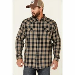 Promo ✔️ Cody James Men's Plow Large Plaid Long Sleeve Snap Western Flannel 👚 Shirt Olive 🎁