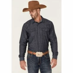 Wholesale ✔️ Cody James Men's Washed Out Chambray Southwestern Print Long Sleeve Snap Western 👚 Shirt - Big & Tall Navy ⌛