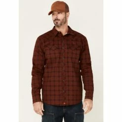 Cheapest ๐ Cody James Men's FR Wine Southwestern Plaid Long Sleeve Snap Work ๐ Shirt โ๏ธ