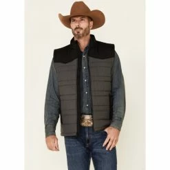 Discount 🎉 Cody James Men's Charcoal Adobe Nylon Color-Block Zip-Front Puffer Vest 💯