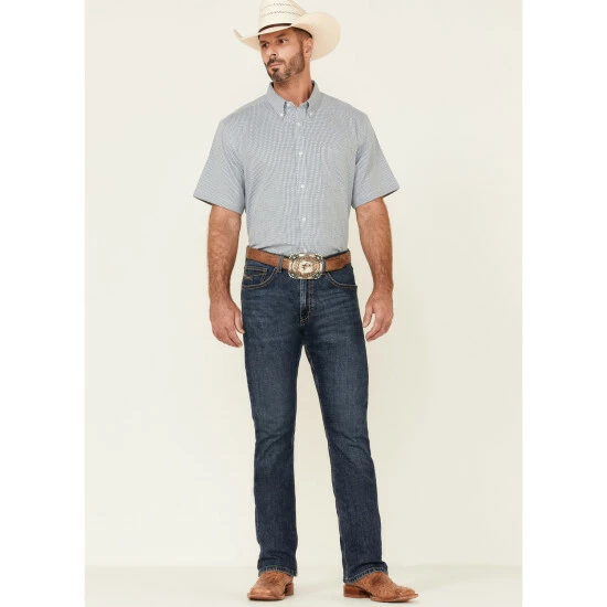 Buy ❤️ Cody James Core Men's Clovis Dobby Geo Print Short Sleeve Button-Down Western 👚 Shirt Blue 😀 - Image 2