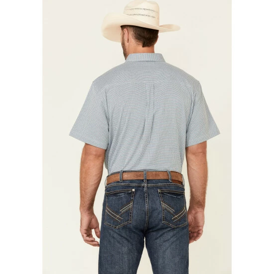 Buy ❤️ Cody James Core Men's Clovis Dobby Geo Print Short Sleeve Button-Down Western 👚 Shirt Blue 😀 - Image 4