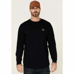 Discount โค๏ธ Cody James Men's FR Navy Longhorn Graphic Long Sleeve Work T-Shirt ๐
