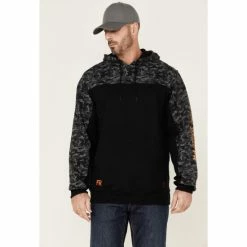 Discount 🎉 Cody James Men's FR Black Printed Fleece Hooded Work Sweatshirt 👍