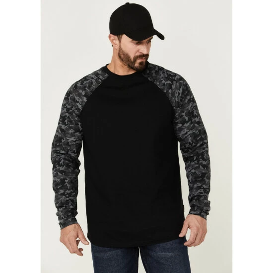 Hot Sale 😉 Cody James Men's FR Black Camo Long Sleeve Work T-Shirt 🌟