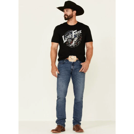 Hot Sale โ Cody James Men's Live Free Barb Wire Circle Graphic Short Sleeve T-Shirt Black ๐ - Image 2