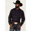 Hot Sale 👍 Cody James Core Brutus Dobby Geo Print Long Sleeve Button Down Western 👚 Shirt For Men Navy 🤩