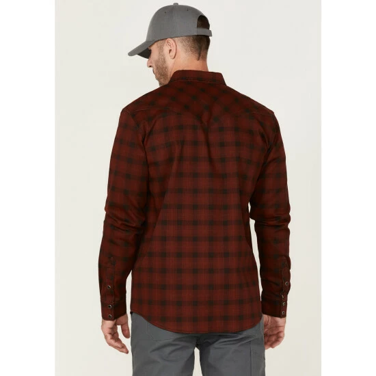 Cheap ๐ Cody James Men's FR Dark Red Plaid Long Sleeve Snap Work ๐ Shirt - Tall ๐ - Image 4