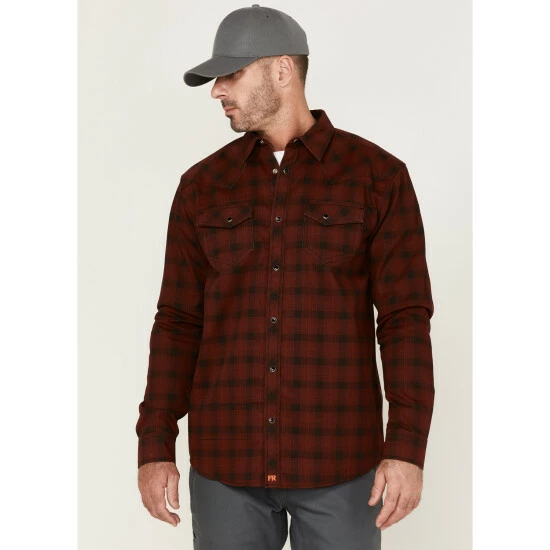 Top 10 โจ Cody James Men's FR Dark Red Plaid Long Sleeve Snap Work ๐ Shirt - Big ๐ฅฐ