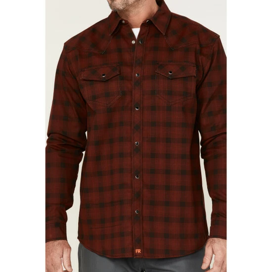Top 10 โจ Cody James Men's FR Dark Red Plaid Long Sleeve Snap Work ๐ Shirt - Big ๐ฅฐ - Image 3