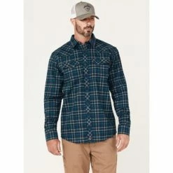 Buy ⌛ Cody James Men's FR Navy Plaid Long Sleeve Snap Work 👕 Shirt 🤩
