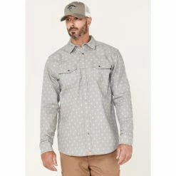 Best Pirce 🔔 Cody James Men's FR Spaced Diamond Print Long Sleeve Snap Work 👚 Shirt - Big Grey ❤️