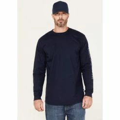 Budget 😍 Cody James Men's FR Range Cowboys Graphic Long Sleeve Work T-Shirt Navy ⌛