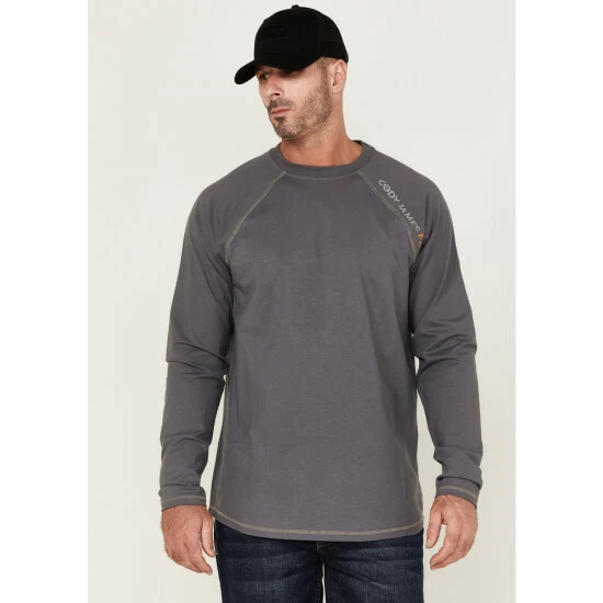 Promo โจ Cody James Men's FR Long Sleeve Raglan Work T-Shirt Grey ๐