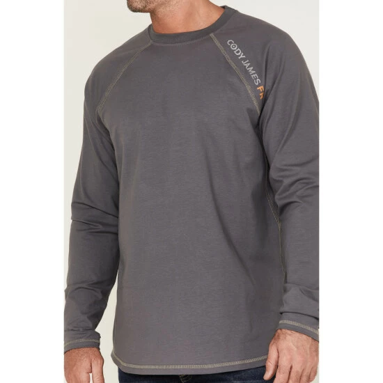 Promo โจ Cody James Men's FR Long Sleeve Raglan Work T-Shirt Grey ๐ - Image 3