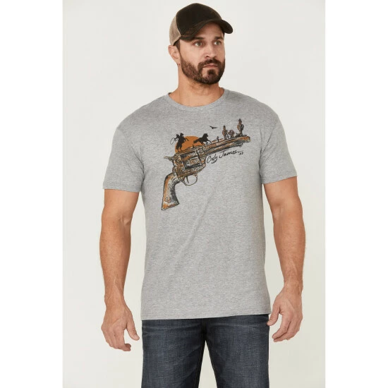 Flash Sale ๐ Cody James Men's Gun Scene Graphic Charcoal T-Shirt Grey ๐