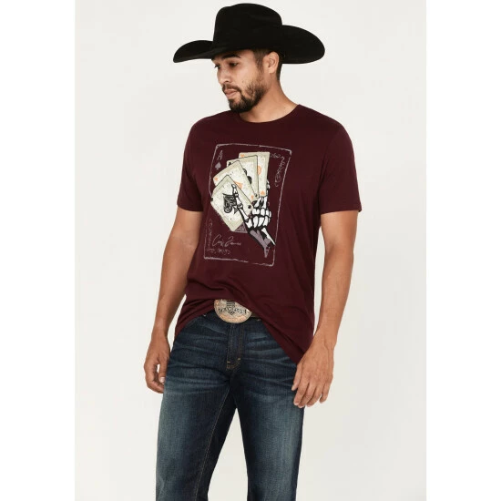 Best Sale ๐ Cody James Hand Cards Graphic T-Shirt For Men Burgundy ๐