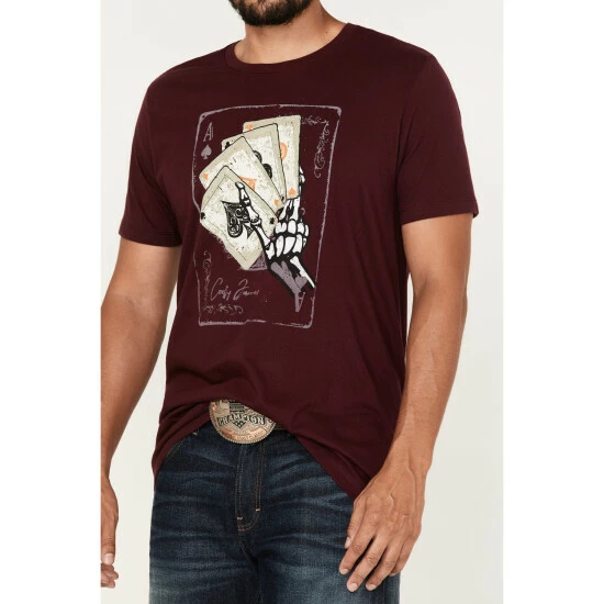 Best Sale ๐ Cody James Hand Cards Graphic T-Shirt For Men Burgundy ๐ - Image 3