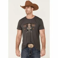 Hot Sale ๐ฅฐ Cody James Men's Charcoal Live Free Graphic Short Sleeve T-Shirt โจ