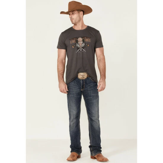 Hot Sale 🥰 Cody James Men's Charcoal Live Free Graphic Short Sleeve T-Shirt ✨ - Image 2