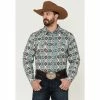 Cheap 🛒 Cody James Men's Great Plains Southwestern Print Long Sleeve Snap Western 👚 Shirt Turquoise 🤩
