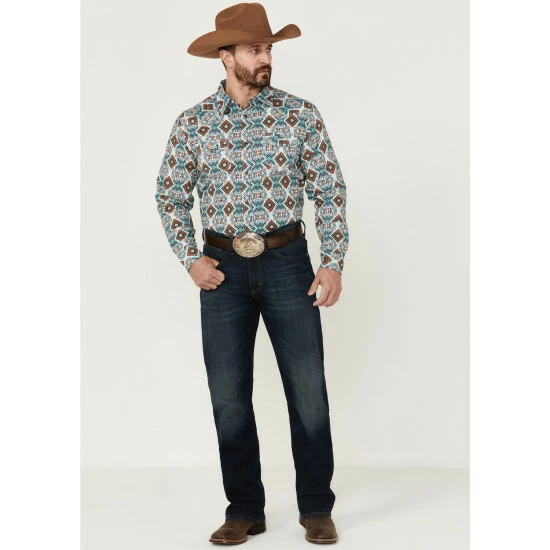 Cheap ๐ Cody James Men's Great Plains Southwestern Print Long Sleeve Snap Western ๐ Shirt Turquoise ๐คฉ - Image 2