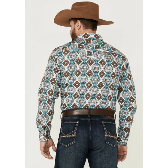 Cheap ๐ Cody James Men's Great Plains Southwestern Print Long Sleeve Snap Western ๐ Shirt Turquoise ๐คฉ - Image 4