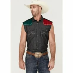 Brand new 🥰 Cody James Men's Mexico Flag Eagle Bubba Sleeveless Snap Western 👕 Shirt Charcoal 🔔