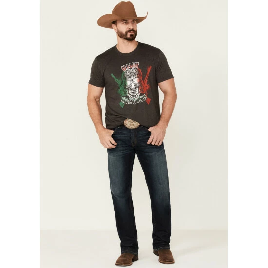 Promo ๐ Cody James Men's Viva Mexico Muertos Skull Graphic Short Sleeve T-Shirt Black ๐ - Image 2