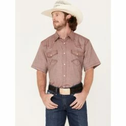 Cheapest 🌟 Cody James Men's Flock Solid Snap Western 👕 Shirt Burgundy 🥰