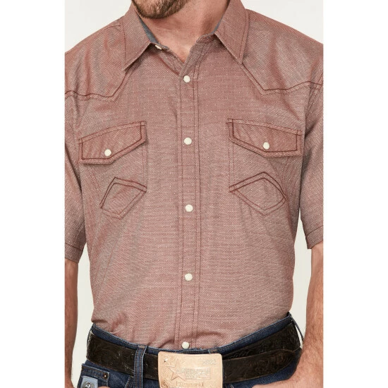 Cheapest ๐ Cody James Men's Flock Solid Snap Western ๐ Shirt Burgundy ๐ฅฐ - Image 3