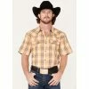Coupon 🔥 Cody James Men's Charro Large Plaid Snap Western 👕 Shirt Gold 🛒