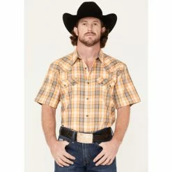Coupon 🔥 Cody James Men's Charro Large Plaid Snap Western 👕 Shirt Gold 🛒