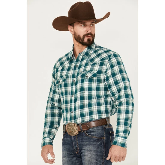 Best deal 💯 Cody James Men's Poway Plaid Snap Western Flannel 👕 Shirt Cream 👍 - Image 2