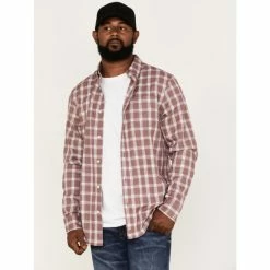 New 😀 Cody James Men's Montana Plaid Print Long Sleeve Button-Down 👕 Shirt Burgundy ⭐