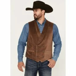 Deals 😀 Cody James Men's Amarillo Double-Breasted Velvet Vest Brown 🧨