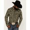 Coupon ✔️ Cody James Men's Lost Trail Plaid Print Long Sleeve Snap Western 👚 Shirt Olive 💯