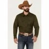Best Sale ⭐ Cody James Men's Wooly Mammoth Solid Long Sleeve Snap Western 👚 Shirt Olive ⌛
