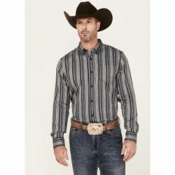 Wholesale 🎉 Cody James Men's Wiltern Striped Long Sleeve Button Down Stretch Western 👚 Shirt Grey 🧨