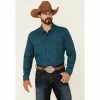 Best Pirce ✨ Cody James Men's Ride On Solid Long Sleeve Snap Western 👚 Shirt Turquoise ⌛