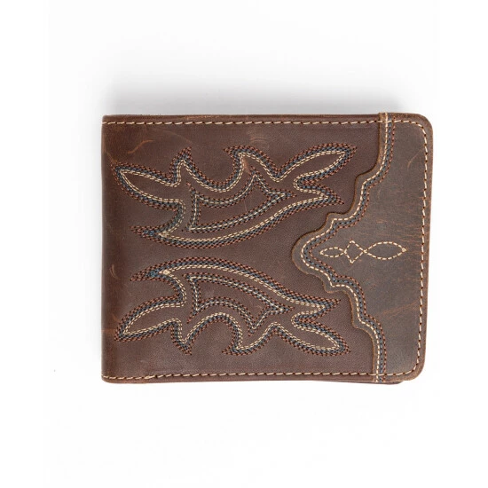 Deals ๐ Cody James Men's Stitched Bi-Fold Leather Wallet Brown ๐