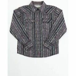 Best reviews of ๐ Cody James Boys' Paisley Wallpaper Print Long Sleeve Snap Western ๐ Shirt Purple โค๏ธ