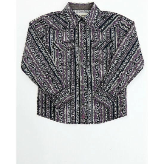 Best reviews of ๐ Cody James Boys' Paisley Wallpaper Print Long Sleeve Snap Western ๐ Shirt Purple โค๏ธ