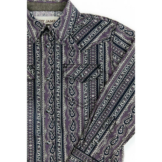 Best reviews of ๐ Cody James Boys' Paisley Wallpaper Print Long Sleeve Snap Western ๐ Shirt Purple โค๏ธ - Image 2